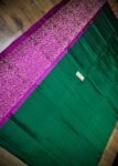 Classic Emerald Green Gold Zari Turning Border Saree with Magenta Contrast