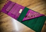 Classic Emerald Green Gold Zari Turning Border Saree with Magenta Contrast