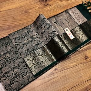 Emerald Green Heritage Gold Zari Kanjivaram Silk Saree