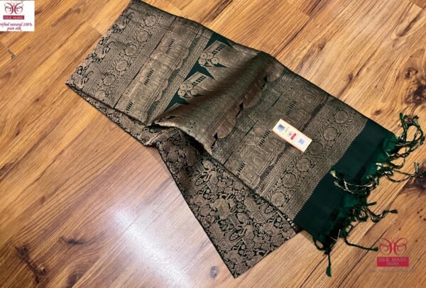 Emerald Green Heritage Gold Zari Kanjivaram Silk Saree