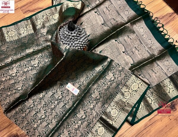Emerald Green Heritage Gold Zari Kanjivaram Silk Saree
