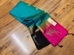 Teal Blue Silk Saree with Black & Gold Zari Pallu and Contrast Pink Border