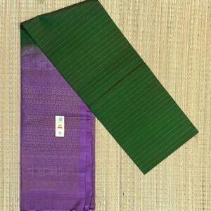 Elegant Green & Purple Silk Saree with Gold Zari Turning Border