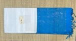 Elegant White Silk Saree with Teal Blue Pallu and Subtle Gold Zari Work (Copy)