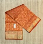 Burnt Orange Silk Saree with Intricate Gold Zari Floral Weave and Grand Traditional Border