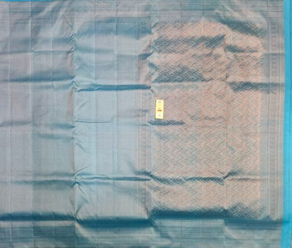 Aqua Blue Gold Zari Woven Silk Saree with Elegant Geometric Pallu