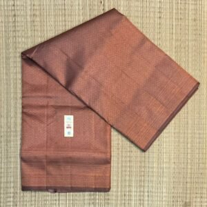 Antique Bronze Silk Saree with Subtle Gold Zari Temple Motifs and Classic Woven Border