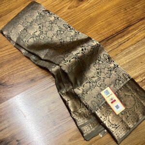 Antique Olive Gold Kanjivaram Brocade Silk Saree with Grand Zari Pallu