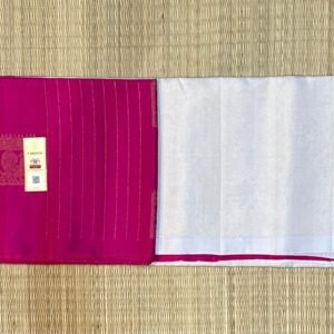 Rani Pink Kanjivaram Silk Saree with Rich Gold Zari and white Contrast Pallu