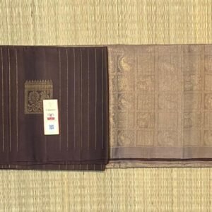 Classic Coffee Brown Kanjivaram Silk Saree with Elegant Gold Zari and Rich Contrast Pallu