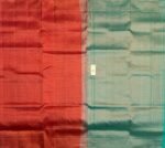 Brick Red & Sea Green Gold Zari Silk Saree with Traditional Weaves