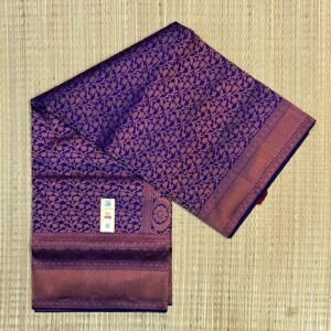 Royal Blue & Antique Gold Zari Silk Saree with Floral Jaal Pallu