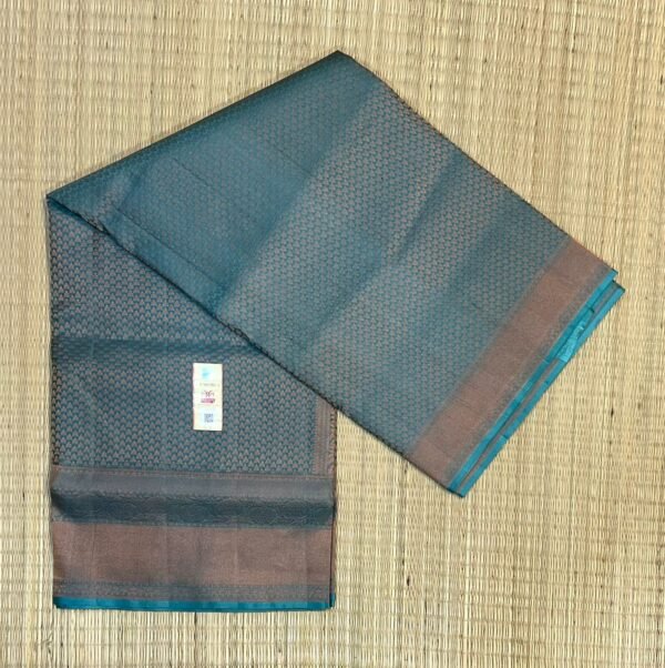 Teal & Antique Gold Woven Silk Saree with Intricate Butta Pallu