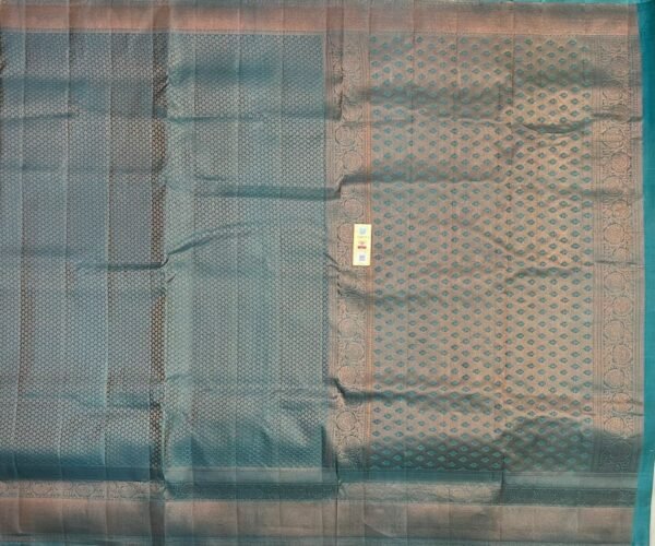 Teal & Antique Gold Woven Silk Saree with Intricate Butta Pallu