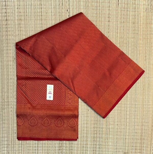 Royal Rust Orange Kanjivaram Silk Saree with Rich Zari Weave
