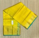 Sunshine Yellow & Aqua Blue Gold Zari Silk Saree with Contrast Borde