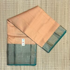 Elegant Beige & Sea Green Silk Saree with Gold Zari Border