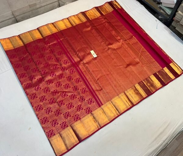 Regal Rani Pink Silk Saree with All-Over Gold Zari Weaving