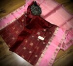 Maroon & Rose Pink Gold Zari Retta Petta Silk Saree