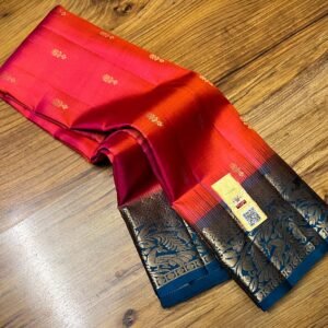 Rani Pink & Royal Blue Gold Zari Silk Saree with Grand Jacquard Border