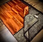 Royal Amber Silk Saree with Coffee Brown Turning Border & Grand Gold Zari Pallu