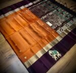 Royal Amber & Majestic Purple Gold Zari Meena Butta Silk Saree with Elephant Border