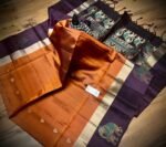 Royal Amber & Majestic Purple Gold Zari Meena Butta Silk Saree with Elephant Border