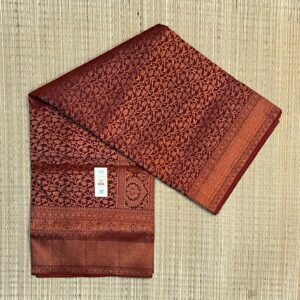 Rich Maroon & Antique Gold Zari Silk Saree with Floral Brocade Pallu