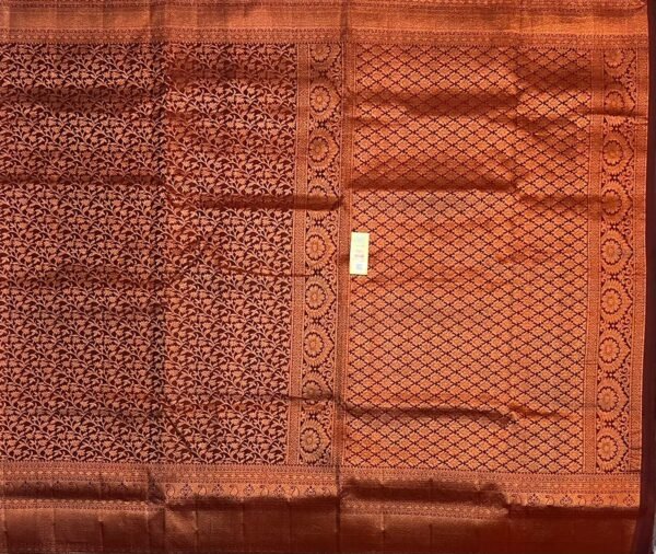 Rich Maroon & Antique Gold Zari Silk Saree with Floral Brocade Pallu