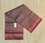Elegant Mocha Brown & Copper Gold Zari Silk Saree with Magenta Border