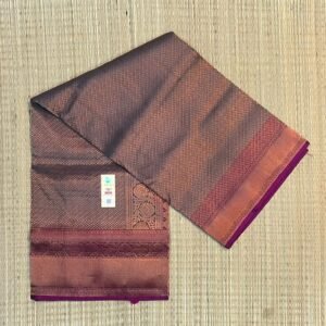 Elegant Mocha Brown & Copper Gold Zari Silk Saree with Magenta Border