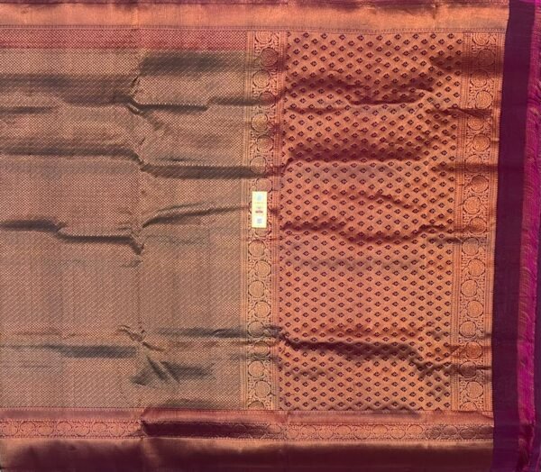 Elegant Mocha Brown & Copper Gold Zari Silk Saree with Magenta Border