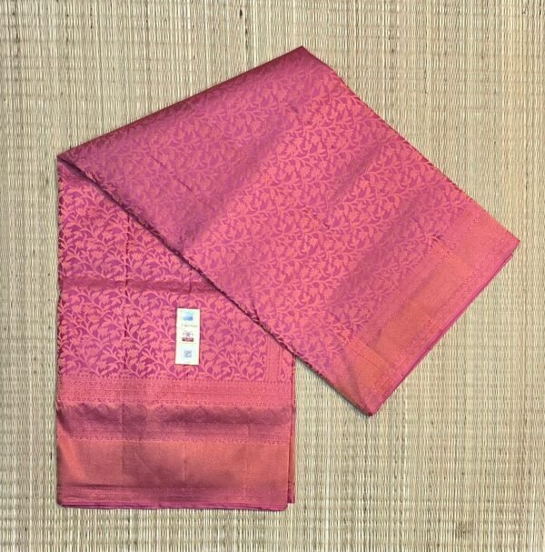 Royal Pink & Gold Zari Kanjivaram Silk Saree with Floral Brocade