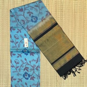 The Cerulean Sky & Midnight Obsidian Pochampally Silk Saree
