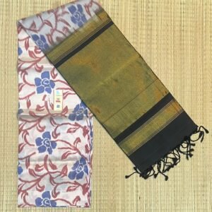 The white Garden & Midnight Gold Pochampally Silk Saree