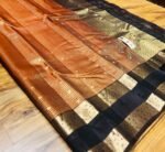 Regal Copper Gold Zari Silk Saree with Classic Black Border