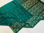 Regal Emerald Green Gold Zari Silk Saree with Floral Brocade Pallu