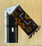 Elegant Off-White Ikat Silk Saree with Black Contrast Pallu