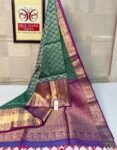 Classic Emerald Green & Magenta Pure Silk Saree with Grand Zari Border