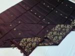 Elegant Dark Maroon Gold Zari Turning Border Silk Saree with Rich Floral Pallu