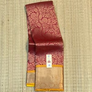 Elegant Red & Mustard Pure Silk Gold Zari Saree