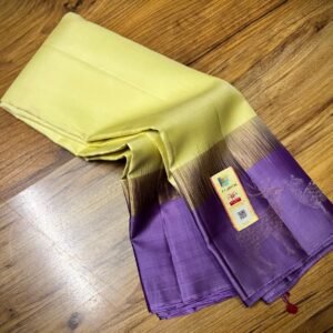 Graceful Lemon Yellow Gold Zari Silk Saree with Lavender Deer Motif Border