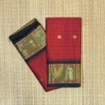 Traditional Kemp Red & Black Gold Zari Cotton-Mix Saree