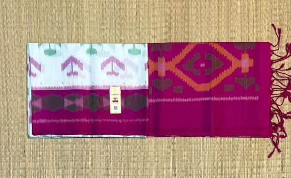 Divine Art-Inspired Silk Saree with Floral Krishna Motif & Ikat Border