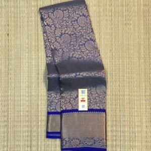 Royal Grey & Blue Pure Silk Gold Zari Saree