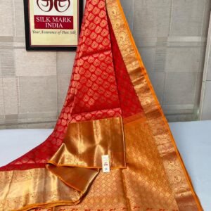 Radiant Red & Gold Pure Silk Saree with Grand Zari Weaving