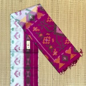 Divine Art-Inspired Silk Saree with Floral Krishna Motif & Ikat Border