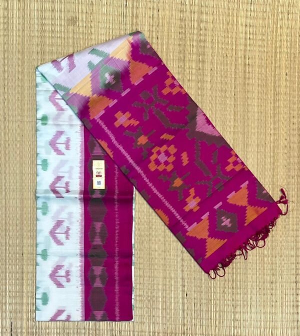 Divine Art-Inspired Silk Saree with Floral Krishna Motif & Ikat Border