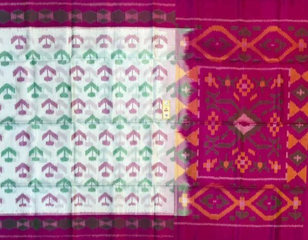 Divine Art-Inspired Silk Saree with Floral Krishna Motif & Ikat Border