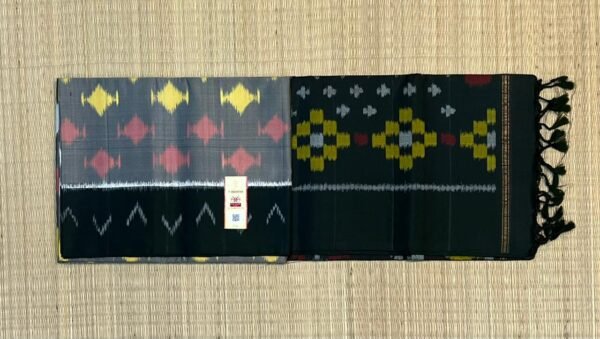 Gemini said Classic Charcoal & Slate Grey Handloom Ikat Saree